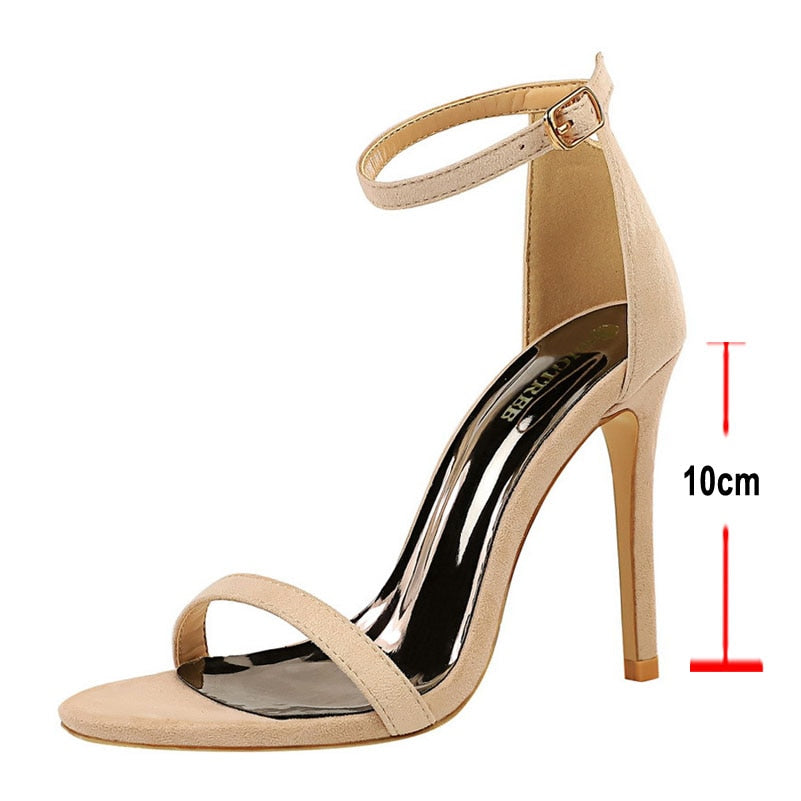 Meotina Women Shoes Fashion Ankle Strap Pumps Thin Super High Heel Sandals