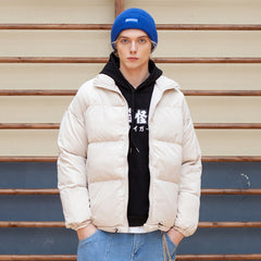 Warm Bubble Coat Winter Jacket Streetwear Solid Black Parkas Man Korean Fashion Puffer Jackets Coats