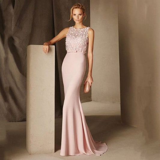 Homecoming Dresses: Evening Dresses Simple With Lace Appliques O-Neck Floor Length