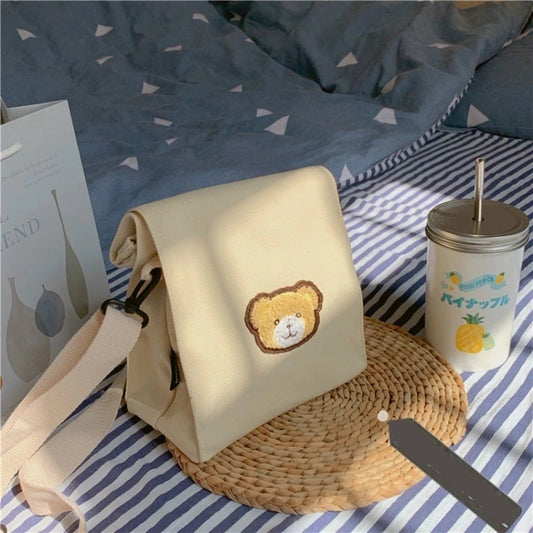 Casual Cute Bear Messenger Bag Girl Canvas Shoulder Bag Women Fashion