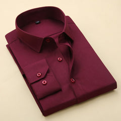 Men Business Formal Shirts Men Work Shirts Plain Long Sleeve Solid
