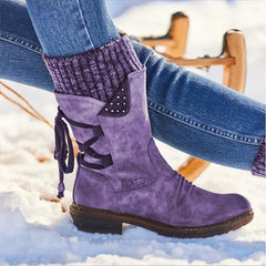 Women Winter Mid-Calf Boots Flock Winter Shoes Ladies Fashion Snow Boots Shoes