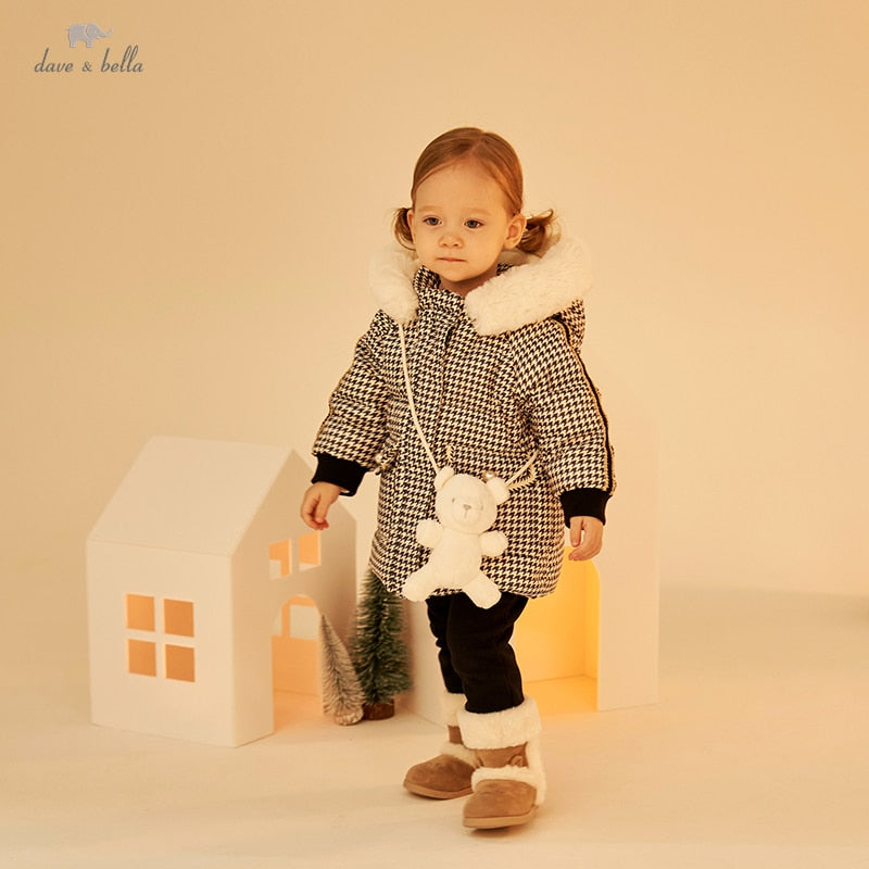 winter baby girls plaid down coat children
