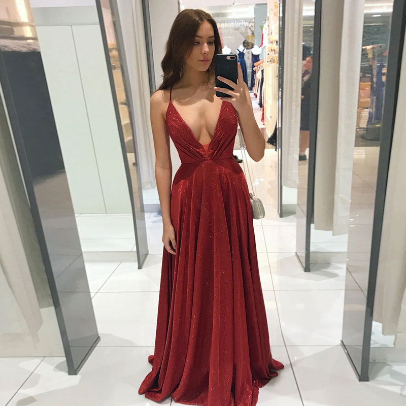 Homecoming Dresses: Prom Dress Deep V-neck Formal Evening Gowns Party