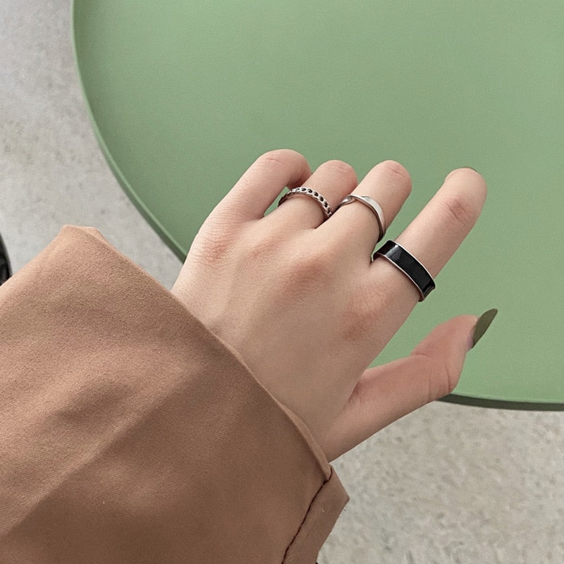 Punk Metal Geometry Circular Punk Rings Set Opening Index Finger