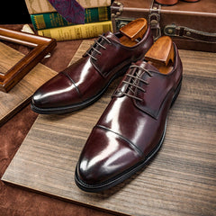 Handmade Luxury Genuine Leather Men Derby Dress Shoes For Wedding