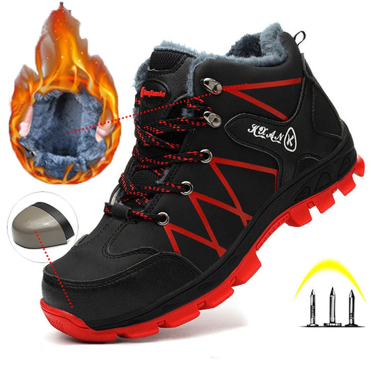 Winter Safety Work Boots Steel Toe Working Men Boots Warm Add Velvet Cold