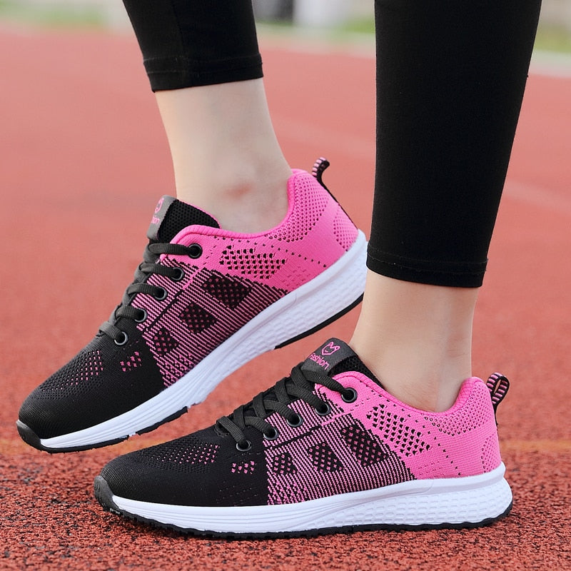 Women Shoes Flats Fashion Casual Ladies Walking Basket Lace-Up Mesh Breathable