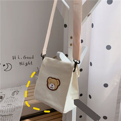 Casual Cute Bear Messenger Bag Girl Canvas Shoulder Bag Women Fashion