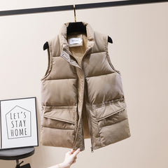 Solid Short Style Vest for Women Cotton Padded  Women's Winter