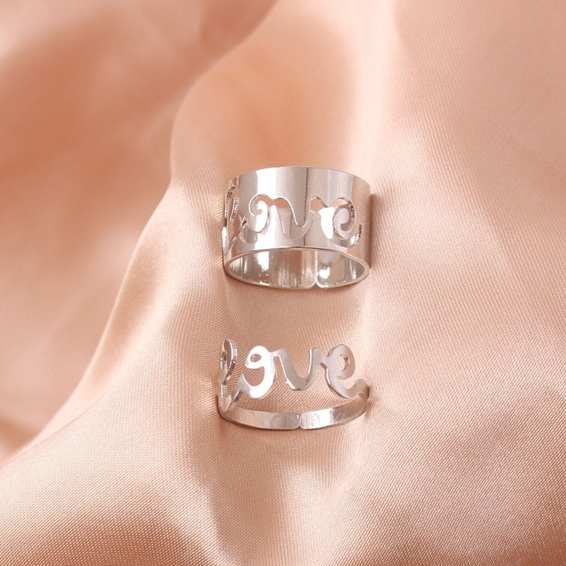 Silver Color Butterfly Rings For Women Men Lover Couple Ring Set Friendship