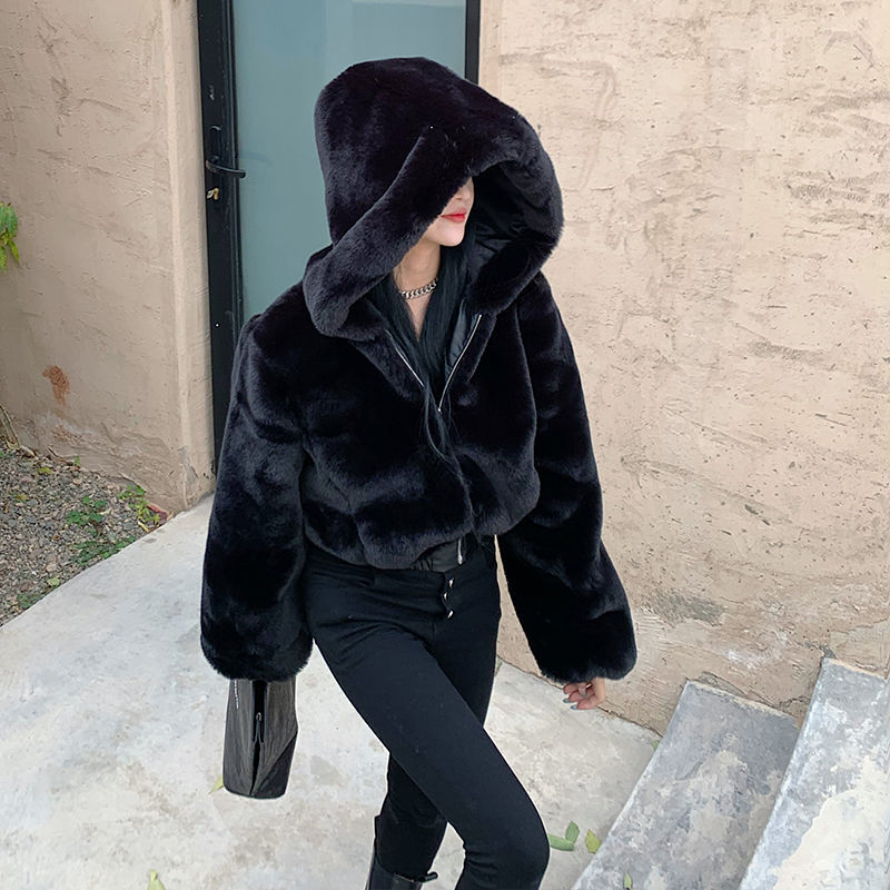 High Quality Furry Cropped Faux Fur Coats and Jackets Women Fluffy Top Coat