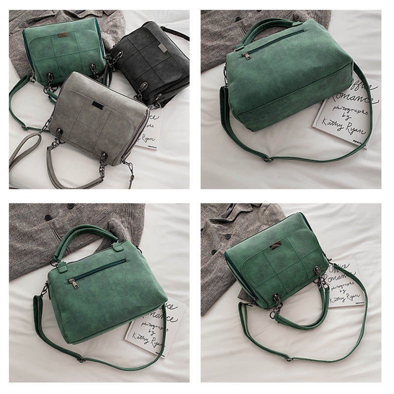 Casual Shoulder Handbags Soft Scrub Leather Crossbody Bags