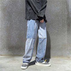 Korean Style Fashion Men Denim Wide-leg Pants Autumn Loose