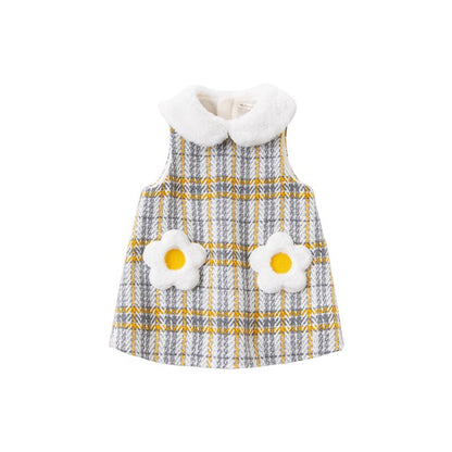 dave bella winter baby girls cute floral plaid sleeveless dress children fashion party
