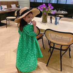 Children Floral Dress Summer Girls Puff Sleeve Dress Children Dress