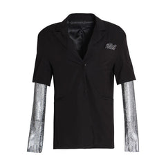 Summer Solid Blazer For Women Long Sleeve Diamond Patchwork