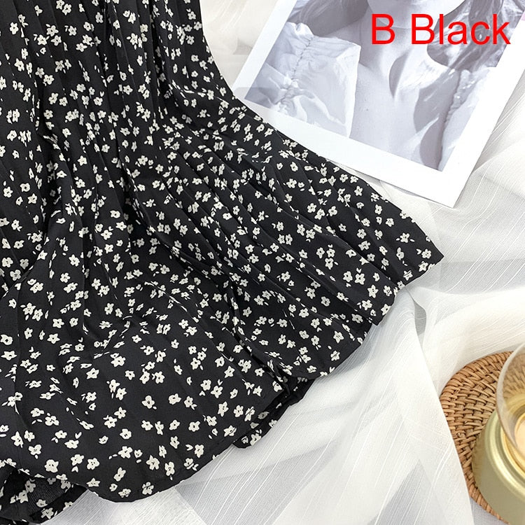 Fashion Elegant Vintage Leopard Print Pleated Skirt Elastic High Waist Long