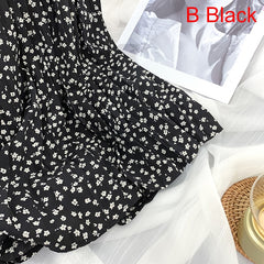 Fashion Elegant Vintage Leopard Print Pleated Skirt Elastic High Waist Long
