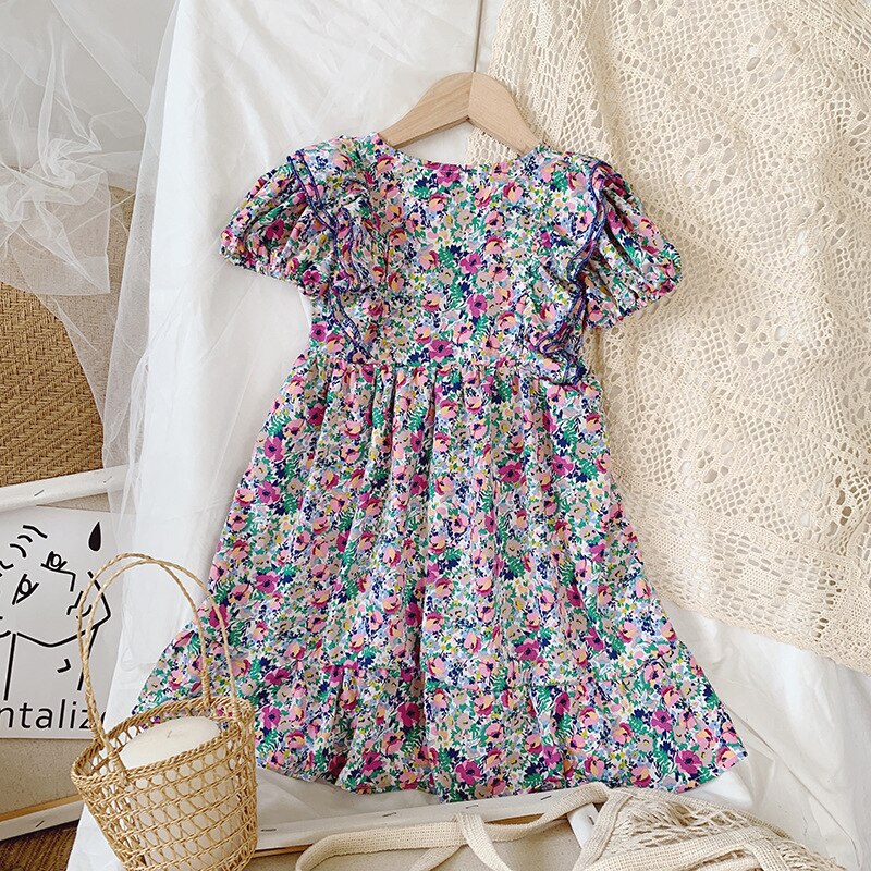 Girls Dress Strap Hollow Embroidery Casual Sleeveless Party Princess Dress