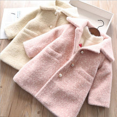 Children Woolen Coat Girl Long Woolen Coat Thick