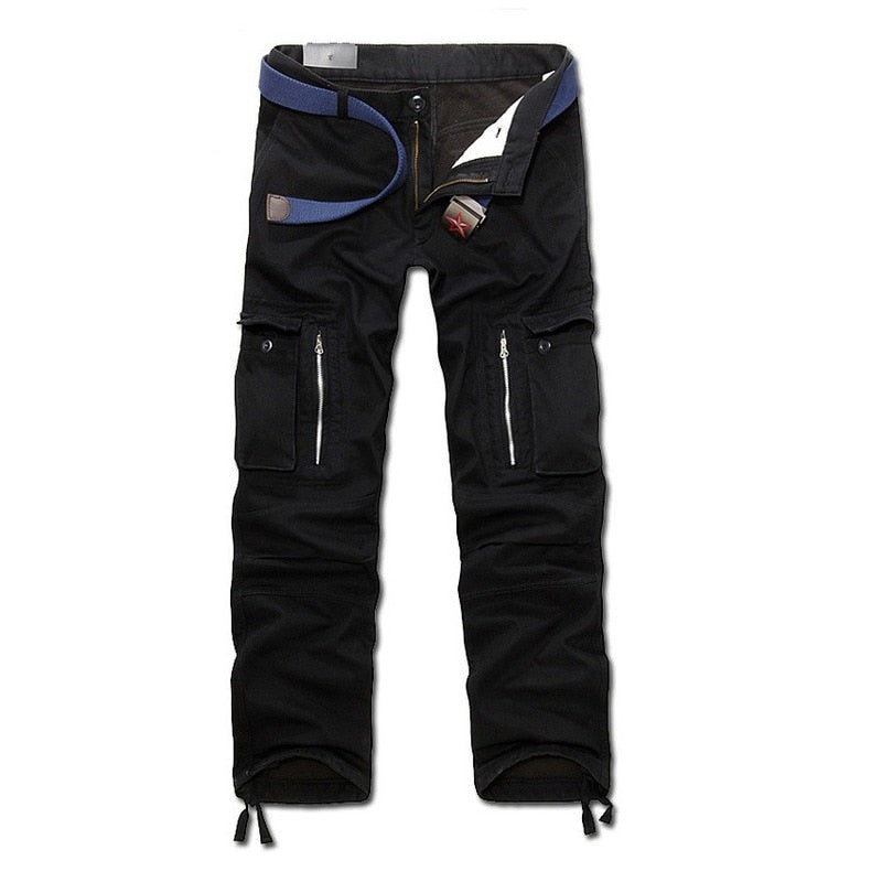 Winter Fleece Warm Tactical Pants Zip Cotton Trousers Loose Army Green