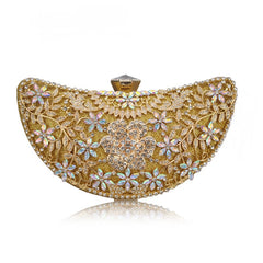 Chaliwini Classic Women Clutch Evening Bag Hollow Out Metal Wedding Sequined