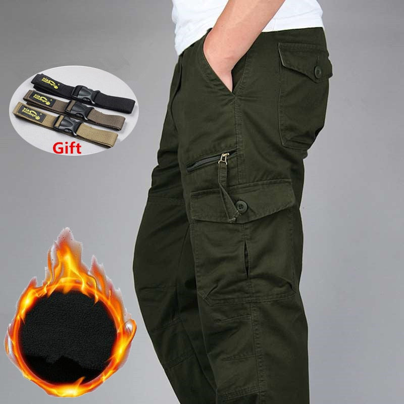 Men Winter Warm Thick Pants Double Layer Fleece Military Army