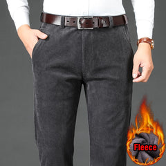 Winter Men Fleece Corduroy Pants Business Fashion Classic Style