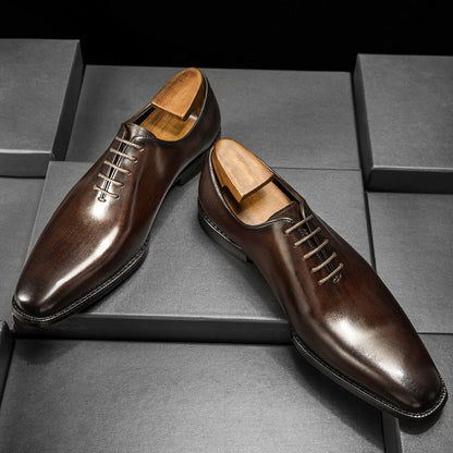 Oxford Shoes Fashion Genuine Leather Breathable Patent  Shoes For Men