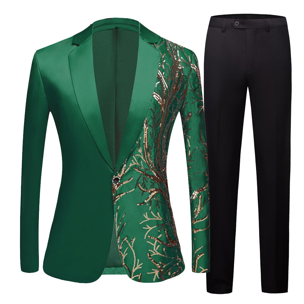 Tuxedo for Mens: Men's black  Sequin Party Blazer Slim Fit Wedding Party Suit Jackets