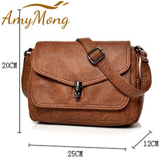 Women Fashion High Quality Leather Handbag Purses Female Retro Shoulder