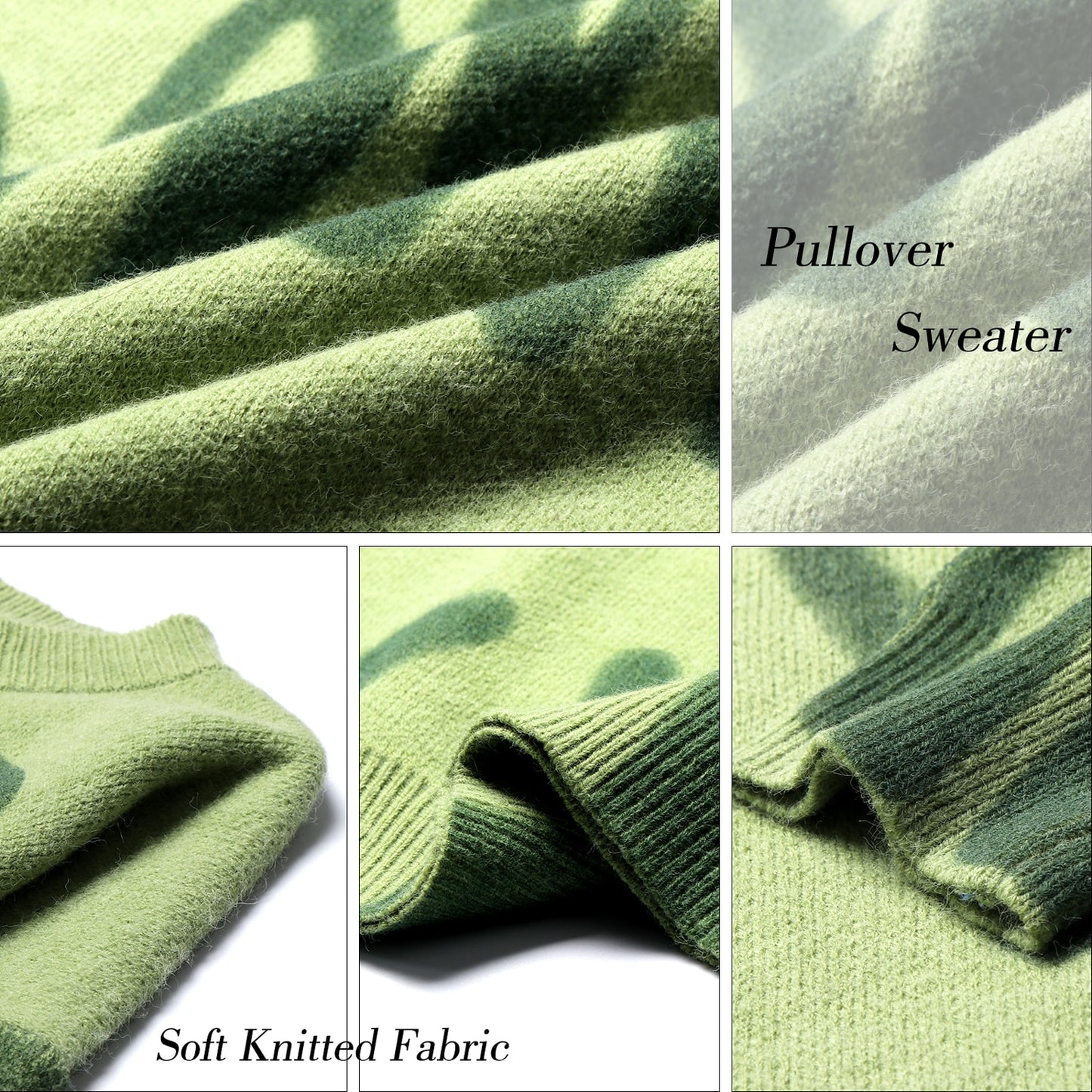 Print Knitted Sweater Women Elegant Green Striped Oversized Pullovers Women