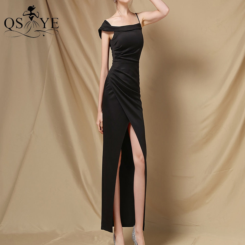 Homecoming Dresses: Evening Gown Tea Length Ruched Formal Dress Side Sleeves Straps
