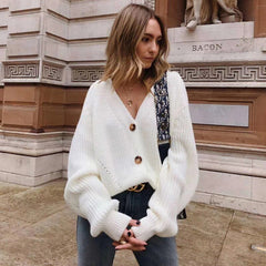 Women Knitted Cardigans Sweater Fashion Autumn Long Sleeve Loose Coat