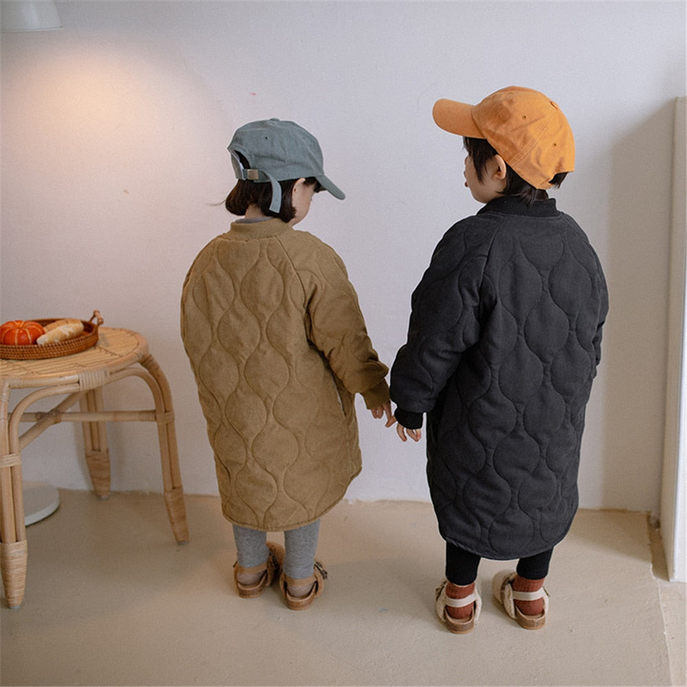 winter children fashion casual mid-length quilted coats boys and girls