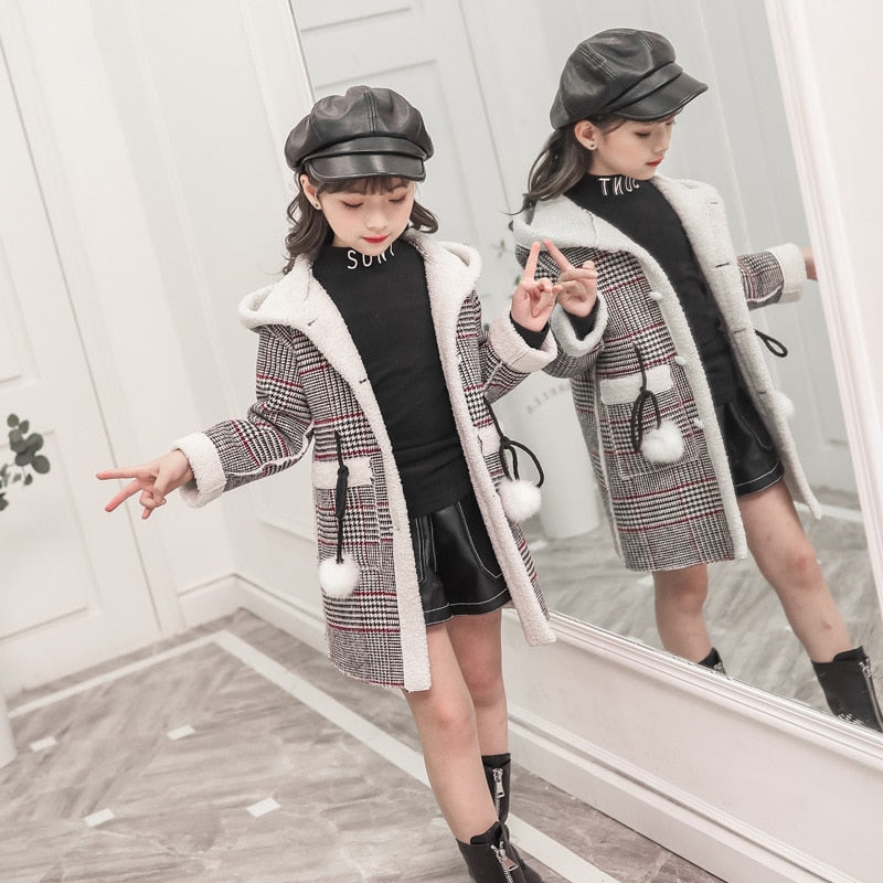 Fashion Design Autumn Winter parka Girl Hairy clothes Long Woolen Coat