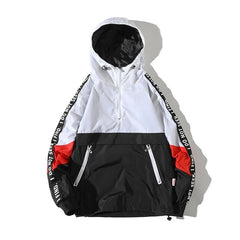 Hooded Jacket Mens Fashion Stitching printing Hip Hop Jackets Casual Jacket