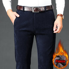 Winter Men Fleece Corduroy Pants Business Fashion Classic Style