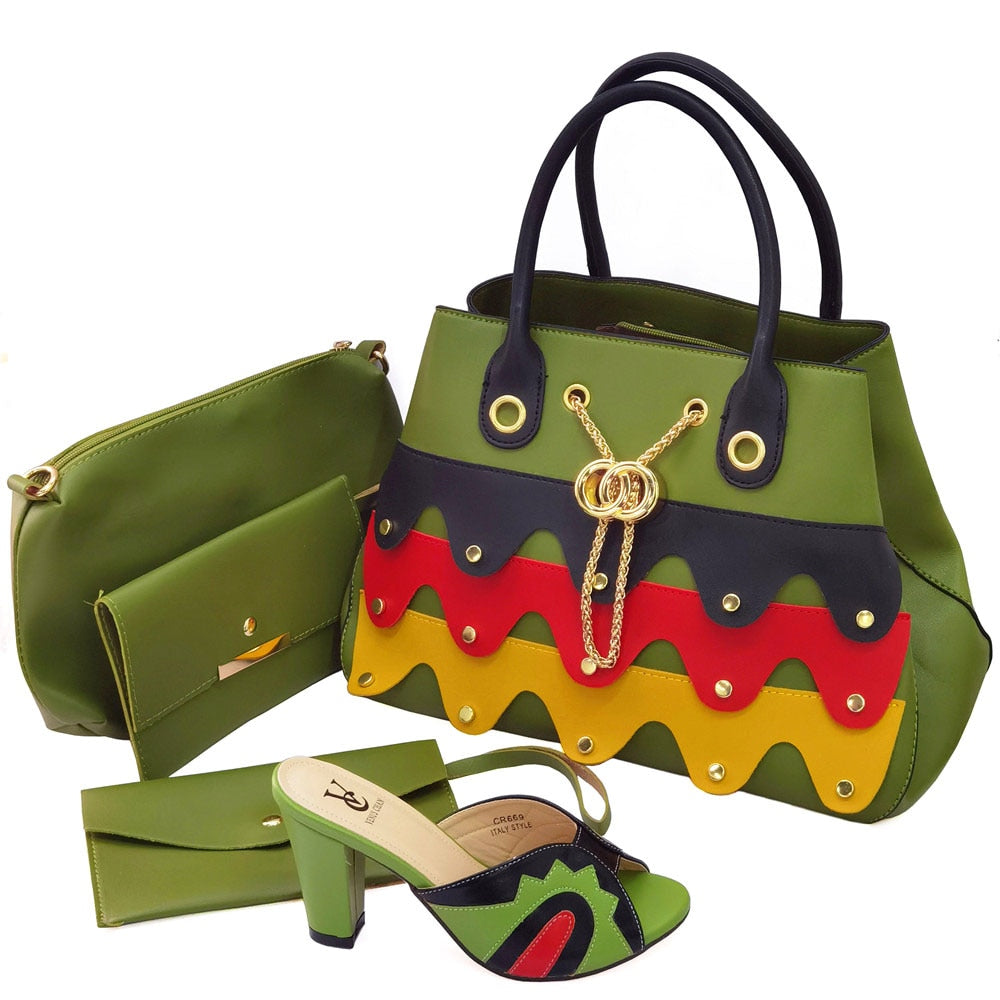 Italian Lady Shoes with Matching Bag for African Women Shoes and Bag Set