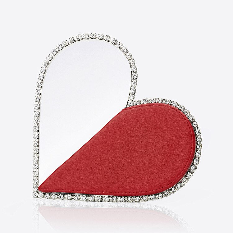 Diamond Red Heart Evening Clutch Bags Women Designer Chic Rhinestone Acrylic