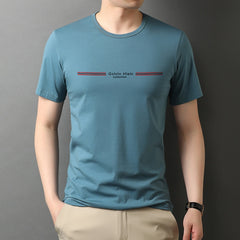 Cotton 5% Spandex Brand Print Plain Tops Summer t Shirt Men Round