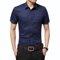 Men's Shirt Brand Luxury Men Cotton Short Sleeves Dress