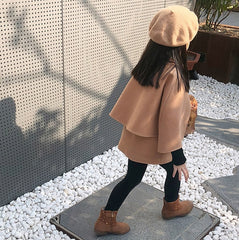 Children's woollen coat cape boys and girls woollen windbreaker Fashion shawl