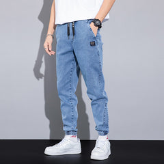 Spring Summer Blue Cargo Jeans Men Streetwear Denim Jogger Pants Baggy