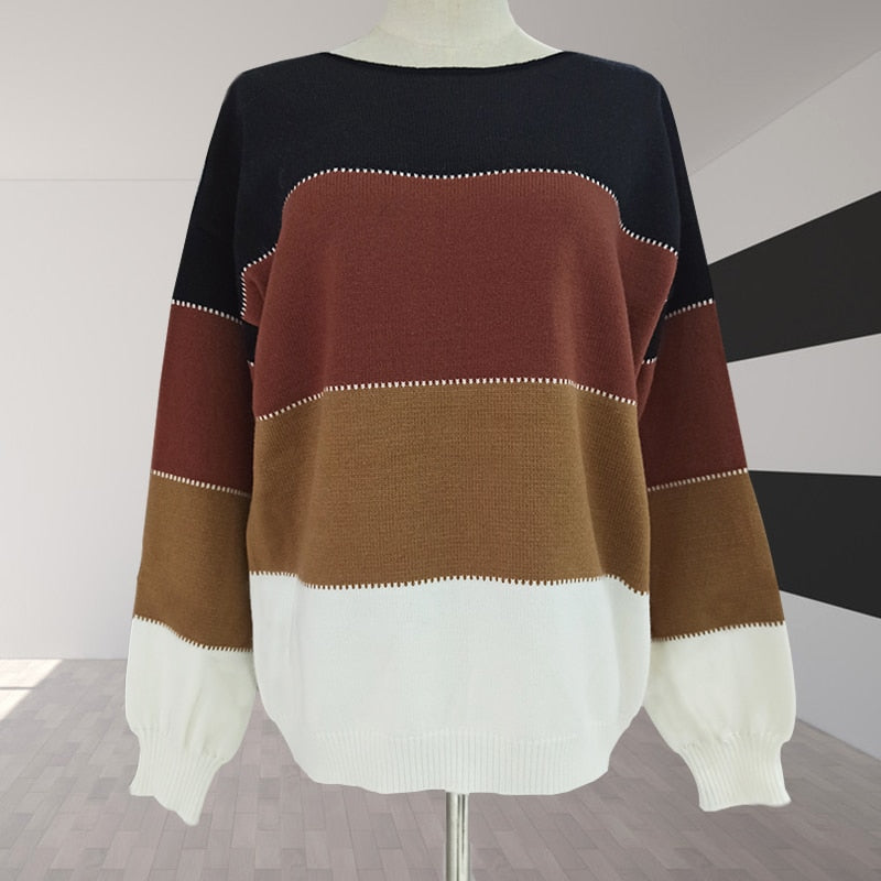 Loose Autumn Winter Striped Sweater Women Pullover Plus Size Womens