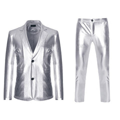 Men's Shiny Gold 2 Pieces Suits (Blazer+Pants) Terno Masculino Fashion