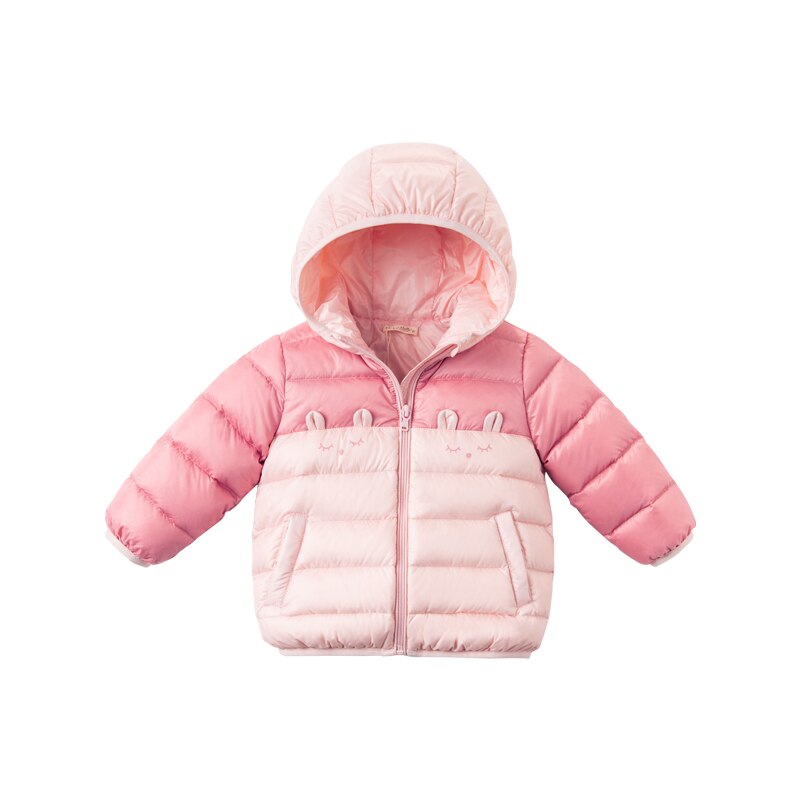 winter baby girls down cartoon coat zipper hooded outerwear