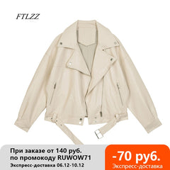 Spring Women Pu Leather Motorcycle Jacket Female