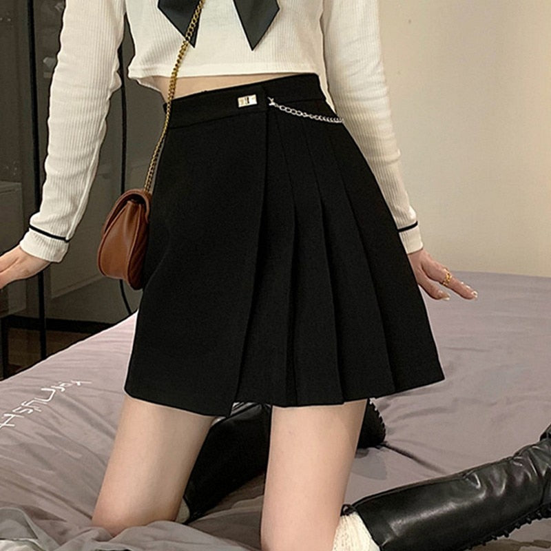 High Waist Mini Skirts Women Korean Style Streetwear All-match Solid